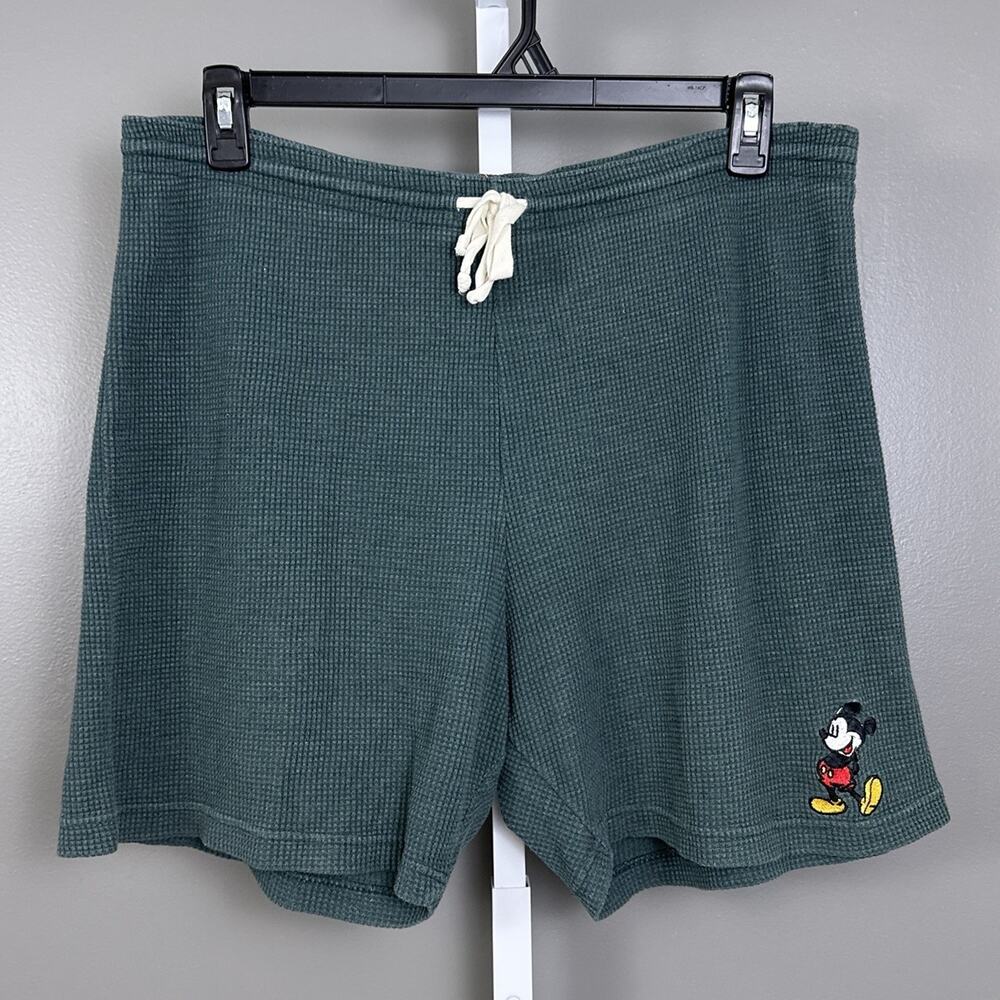 Vintage Mickey Inc. Waffle Knit Shorts Womens Large Disney Drawstring Lounge 90s